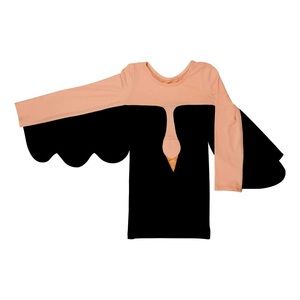 Peach and Black Kids Long Sleeve Dress - Flutter Sleeve